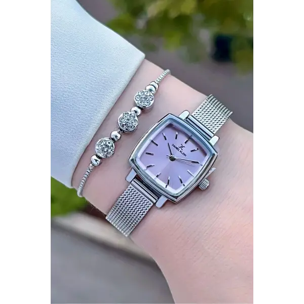 Daniel Klein DKISTE1219 Kadranı Pembe Kordonu Gümüş Renk Hediye Paketli Kadın Kol Saati ve Bileklik