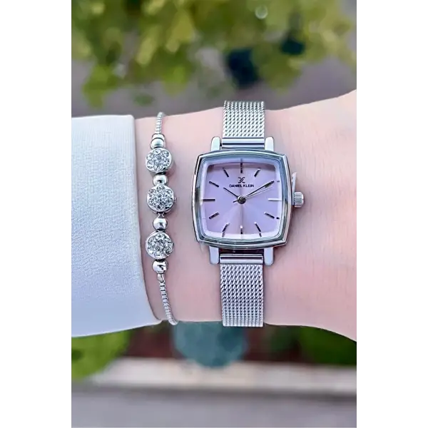 Daniel Klein DKISTE1219 Kadranı Pembe Kordonu Gümüş Renk Hediye Paketli Kadın Kol Saati ve Bileklik