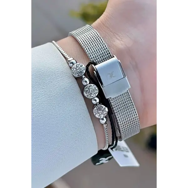 Daniel Klein DKISTE1219 Kadranı Pembe Kordonu Gümüş Renk Hediye Paketli Kadın Kol Saati ve Bileklik