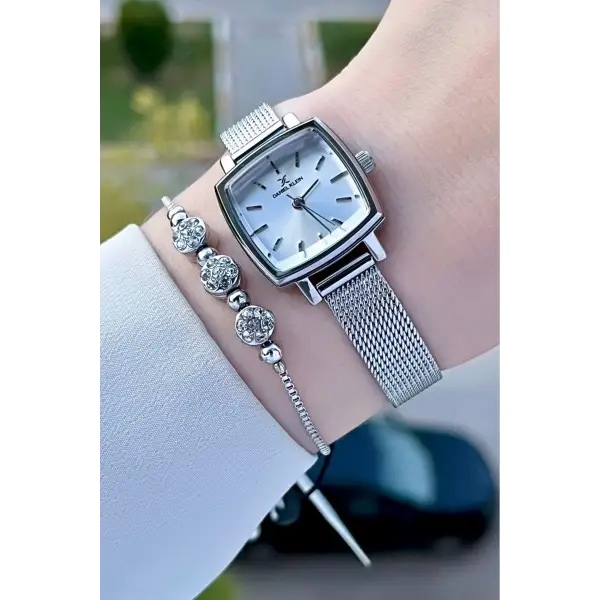 Daniel Klein DKISTE1218 Gümüş Renk Hediye Paketli Kadın Kadın Kol Saati ve Bileklik