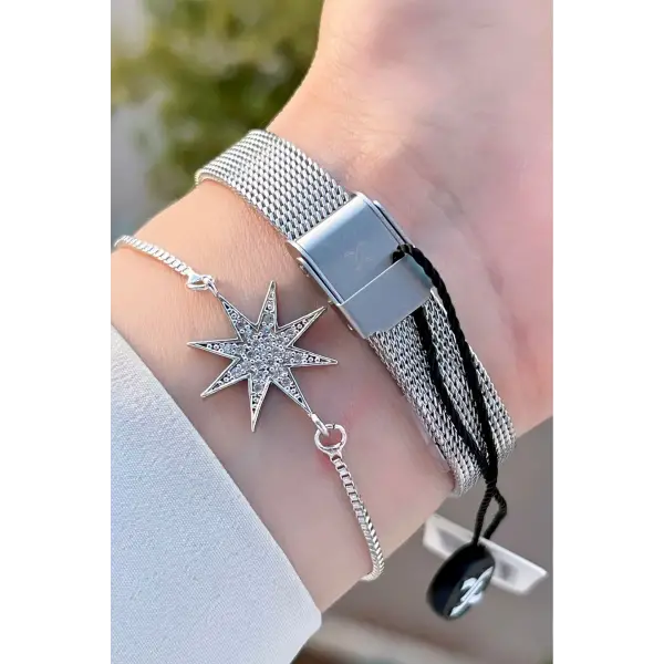 Daniel Klein DKISTE1219 Kadranı Pembe Kordonu Gümüş Renk Hediye Paketli Kadın Kol Saati ve Bileklik