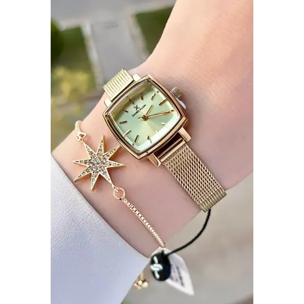 Daniel Klein DKISTE1222 Kadranı Sarı Kordonu Gold Renk Hediye Paketli Kadın Kol Saati ve Bileklik