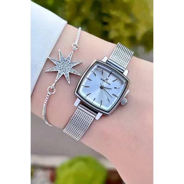 Daniel Klein DKISTE1218 Gümüş Renk Hediye Paketli Kadın Kadın Kol Saati ve Bileklik