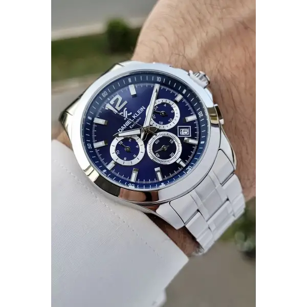 Daniel Klein DKISTE1235 Kadranı Lacivert Kordonu Gümüş Renk İç Göstergeleri Aktif Erkek Kol Saati