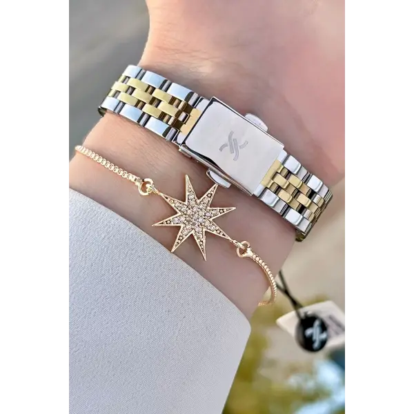 Daniel Klein DKISTE1242 Kadranı Yeşil Kordonu Gold Gümüş Renk Hediye Paketli Kadın Kol Saati ve Bileklik