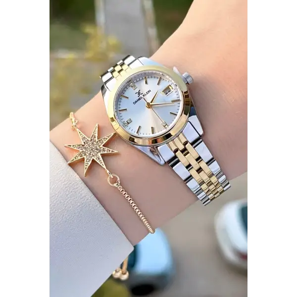 Daniel Klein DKISTE1241 Gold Gümüş Renk Hediye Paketli Kadın Kol Saati ve Bileklik