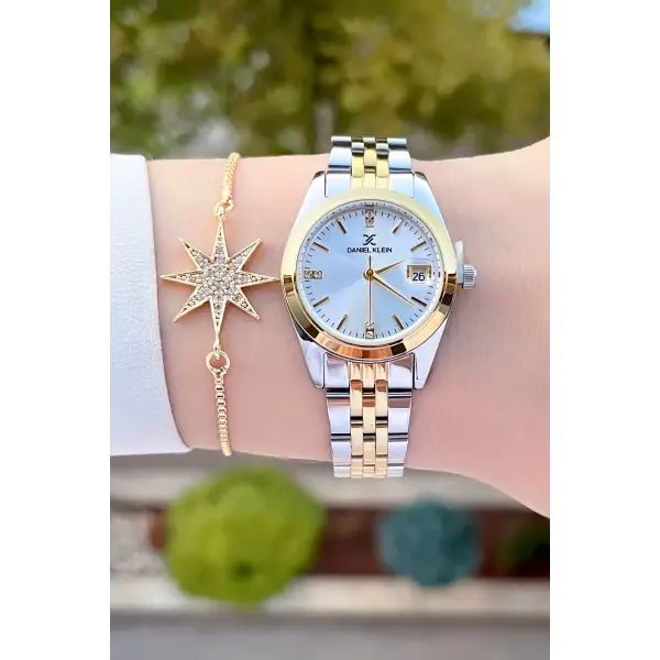 Daniel Klein DKISTE1241 Gold Gümüş Renk Hediye Paketli Kadın Kol Saati ve Bileklik