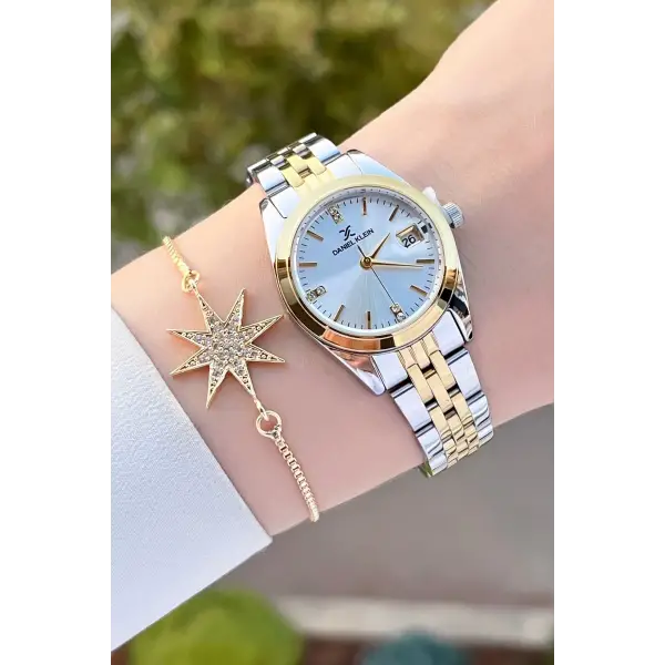 Daniel Klein DKISTE1241 Gold Gümüş Renk Hediye Paketli Kadın Kol Saati ve Bileklik