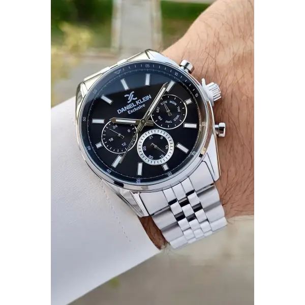 Daniel Klein DKISTE1232 Kadranı Siyah Kordonu Gümüş Renk İç Göstergeleri Aktif Erkek Kol Saati