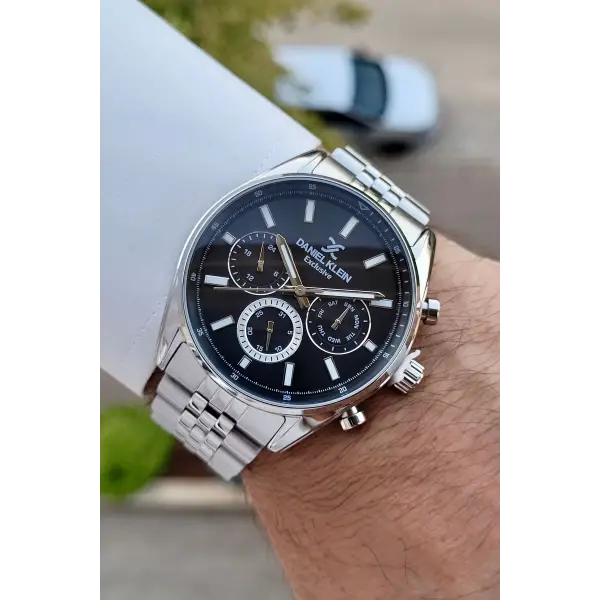 Daniel Klein DKISTE1232 Kadranı Siyah Kordonu Gümüş Renk İç Göstergeleri Aktif Erkek Kol Saati