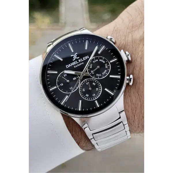 Daniel Klein DKISTE1236 Kadranı Siyah Kordonu Gümüş Renk İç Göstergeleri Aktif Hediye Paketli Erkek Kol Saati