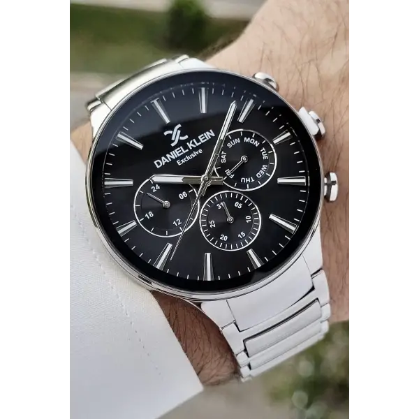 Daniel Klein DKISTE1236 Kadranı Siyah Kordonu Gümüş Renk İç Göstergeleri Aktif Hediye Paketli Erkek Kol Saati