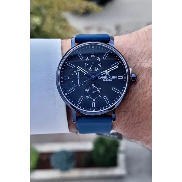 Daniel Klein DKISTE1272 Kasası Lacivert 4 Farklı Silikon Kordonlu İç Göstergeleri Aktif Hediye Paketli Erkek Kol Saati