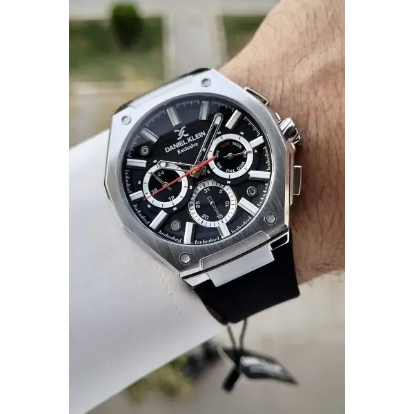 Daniel Klein DKISTE1276 Kasası Gümüş Kordonu Siyah Renk İç Göstergeleri Aktif Hediye Paketli Erkek Kol Saati