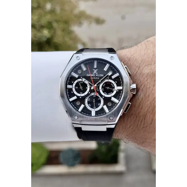 Daniel Klein DKISTE1276 Kasası Gümüş Kordonu Siyah Renk İç Göstergeleri Aktif Hediye Paketli Erkek Kol Saati