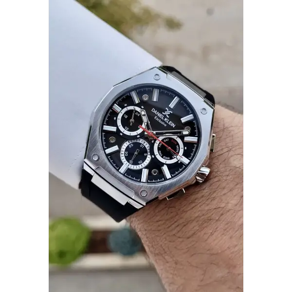 Daniel Klein DKISTE1276 Kasası Gümüş Kordonu Siyah Renk İç Göstergeleri Aktif Hediye Paketli Erkek Kol Saati