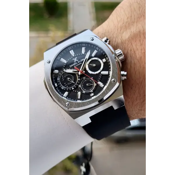 Daniel Klein DKISTE1273 Kasası Gümüş Kordonu Siyah Renk İç Göstergeleri Aktif Hediye Paketli Erkek Kol Saati