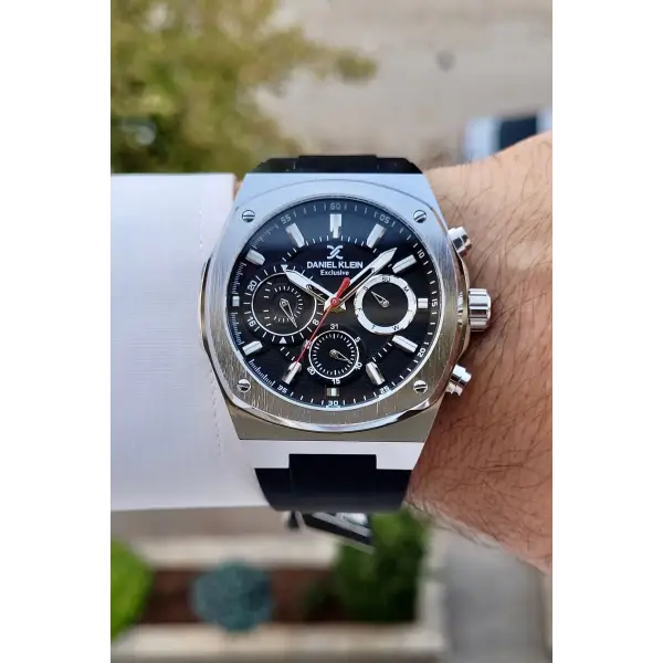 Daniel Klein DKISTE1273 Kasası Gümüş Kordonu Siyah Renk İç Göstergeleri Aktif Hediye Paketli Erkek Kol Saati