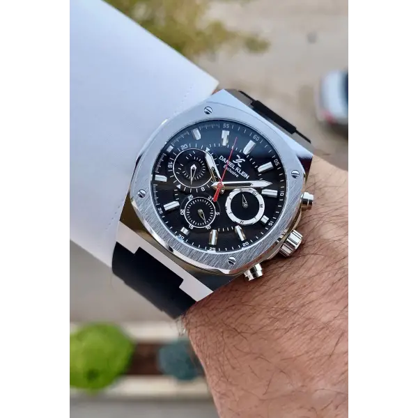 Daniel Klein DKISTE1273 Kasası Gümüş Kordonu Siyah Renk İç Göstergeleri Aktif Hediye Paketli Erkek Kol Saati