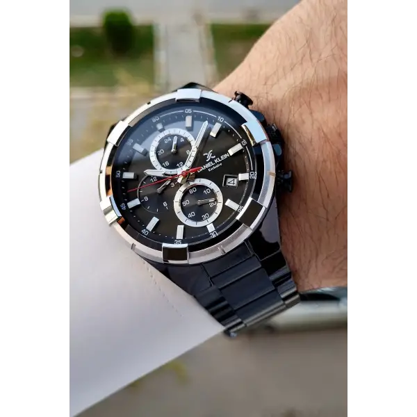 Daniel Klein DKISTE1267 Gümüş Siyah Renk İç Göstergeleri Aktif Hediye Paketli Erkek Kol Saati