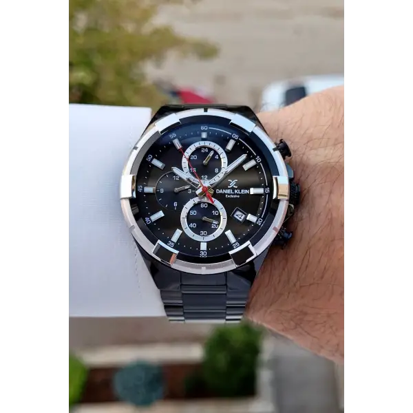 Daniel Klein DKISTE1267 Gümüş Siyah Renk İç Göstergeleri Aktif Hediye Paketli Erkek Kol Saati