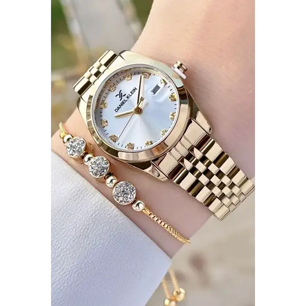 Daniel Klein DKISTE1252 Gold Renk Hediye Paketli Kadın Kol Saati ve Bileklik