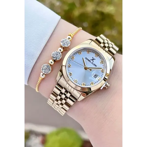 Daniel Klein DKISTE1252 Gold Renk Hediye Paketli Kadın Kol Saati ve Bileklik
