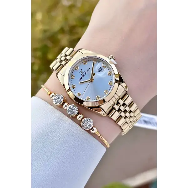 Daniel Klein DKISTE1252 Gold Renk Hediye Paketli Kadın Kol Saati ve Bileklik