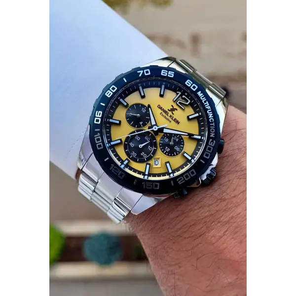 Daniel Klein DKISTE1257 Kadranı Gold Kordonu Gümüş Renk İç Göstergeleri Aktif Hediye Paketli Erkek Kol Saati