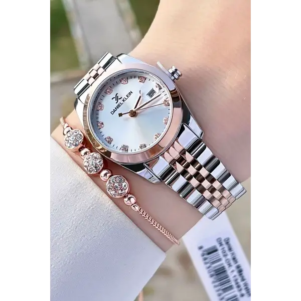 Daniel Klein DKISTE1253 Rose Gümüş Renk Hediye Paketli Kadın Kol Saati ve Bileklik