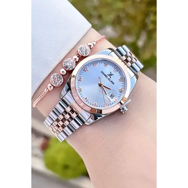 Daniel Klein DKISTE1253 Rose Gümüş Renk Hediye Paketli Kadın Kol Saati ve Bileklik