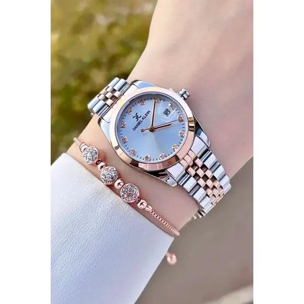 Daniel Klein DKISTE1253 Rose Gümüş Renk Hediye Paketli Kadın Kol Saati ve Bileklik