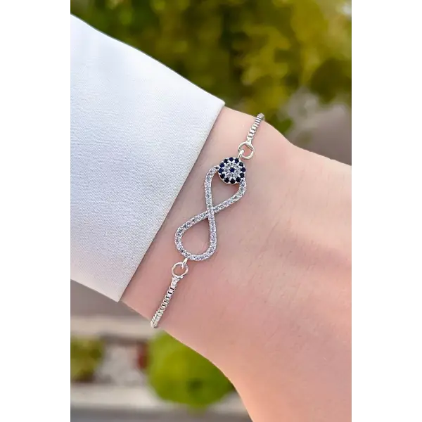 Gümüş Renk Sonsuzluk Hediye Paketli Bileklik