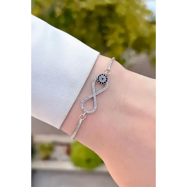 Gümüş Renk Sonsuzluk Hediye Paketli Bileklik