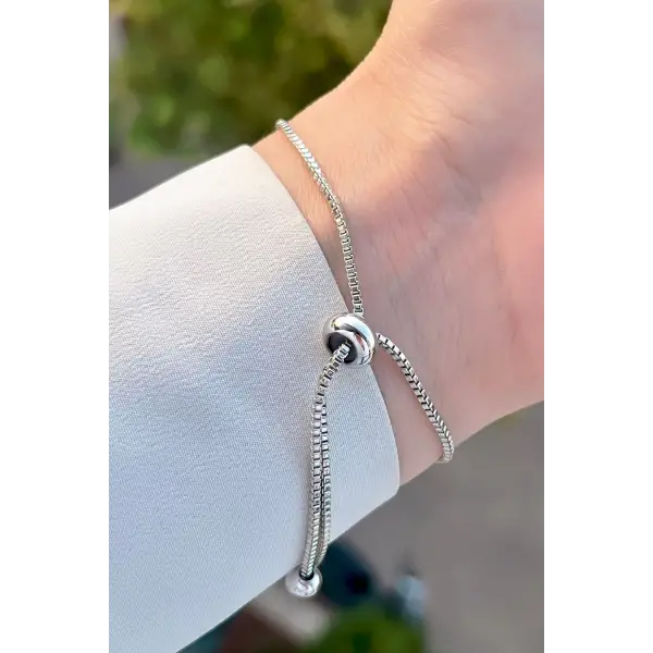 Gümüş Renk Sonsuzluk Hediye Paketli Bileklik