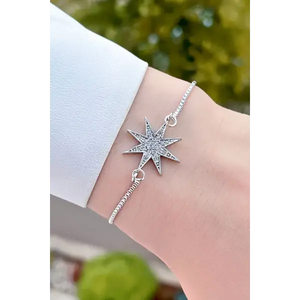 Gümüş Renk Yıldız Hediye Paketli Bileklik
