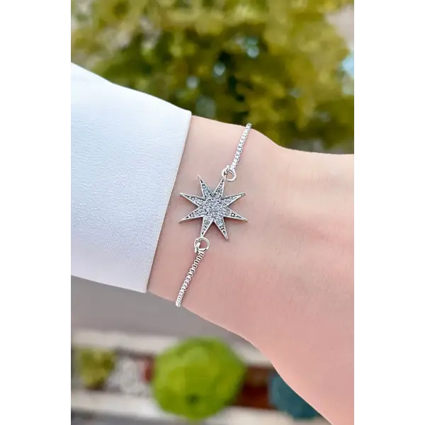 Gümüş Renk Yıldız Hediye Paketli Bileklik