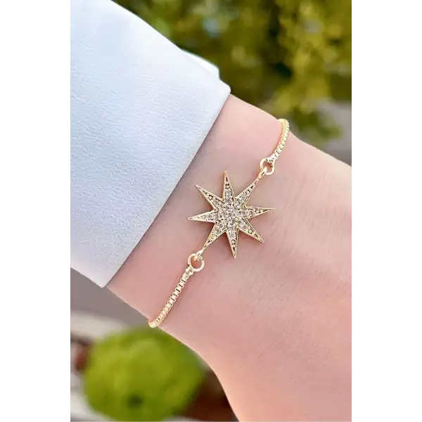 Gold Renk Yıldız Hediye Paketli Bileklik