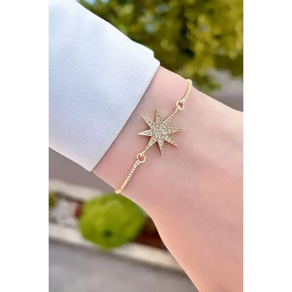 Gold Renk Yıldız Hediye Paketli Bileklik