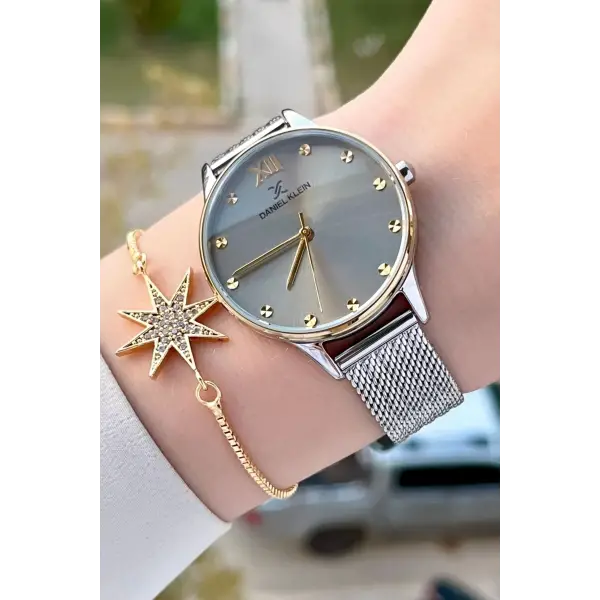 Daniel Klein DKISTE1331 Gold Gümüş Renk Hediye Paketli Kadın Kol Saati ve Bileklik