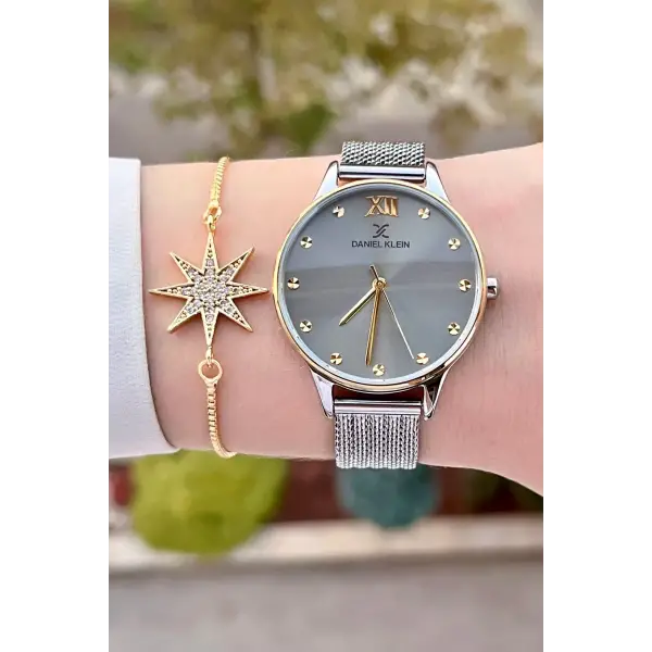 Daniel Klein DKISTE1331 Gold Gümüş Renk Hediye Paketli Kadın Kol Saati ve Bileklik
