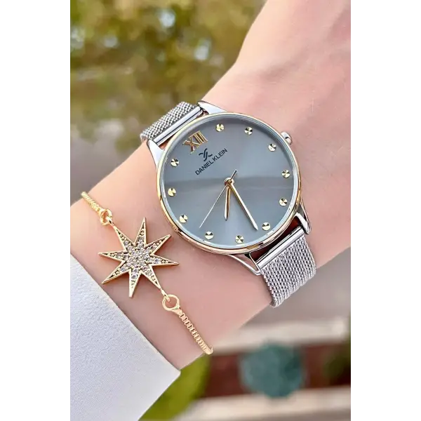 Daniel Klein DKISTE1331 Gold Gümüş Renk Hediye Paketli Kadın Kol Saati ve Bileklik