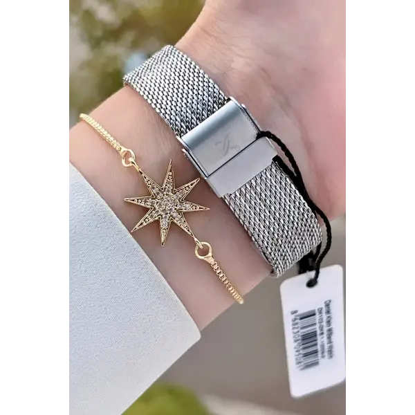 Daniel Klein DKISTE1331 Gold Gümüş Renk Hediye Paketli Kadın Kol Saati ve Bileklik