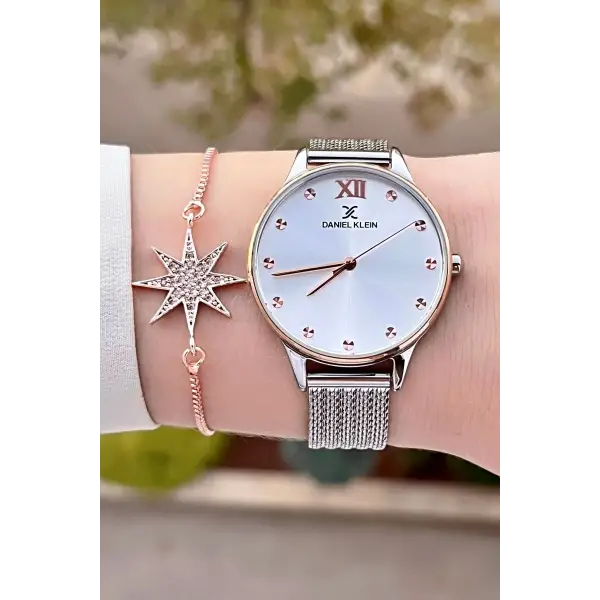 Daniel Klein DKISTE1327 Rose Gümüş Renk Hediye Paketli Kadın Kol Saati ve Bileklik