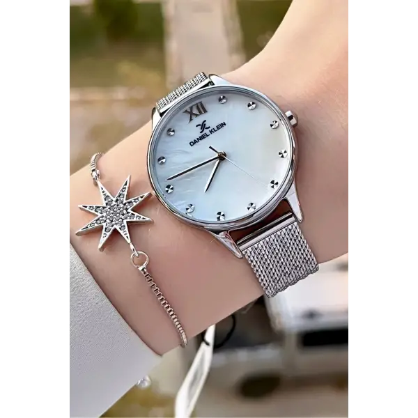 Daniel Klein DKISTE1323 Kadranı Sedef Kordonu Gümüş Renk Hediye Paketli Kadın Kol Saati ve Bileklik