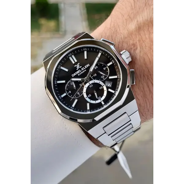 Daniel Klein DKISTE1355 Kadranı Siyah Kordonu Gümüş Renk İç Göstergeleri Aktif Hediye Paketli Erkek Kol Saati