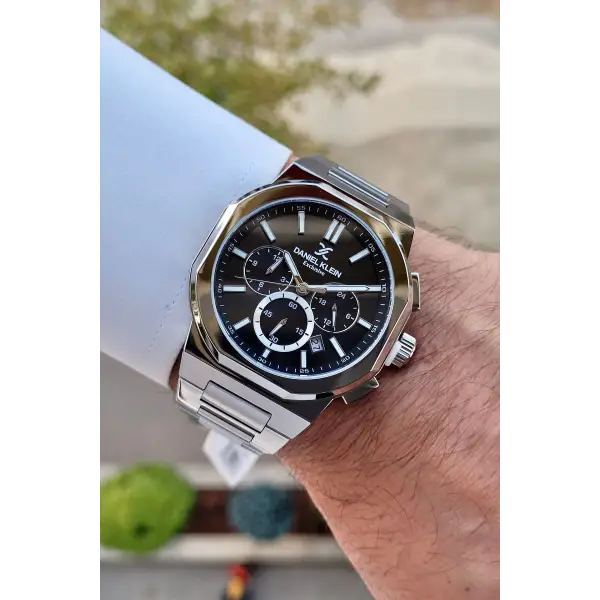 Daniel Klein DKISTE1355 Kadranı Siyah Kordonu Gümüş Renk İç Göstergeleri Aktif Hediye Paketli Erkek Kol Saati