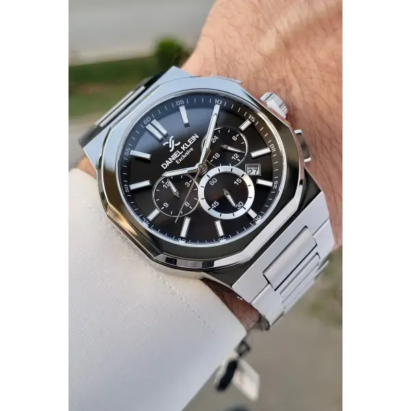 Daniel Klein DKISTE1355 Kadranı Siyah Kordonu Gümüş Renk İç Göstergeleri Aktif Hediye Paketli Erkek Kol Saati