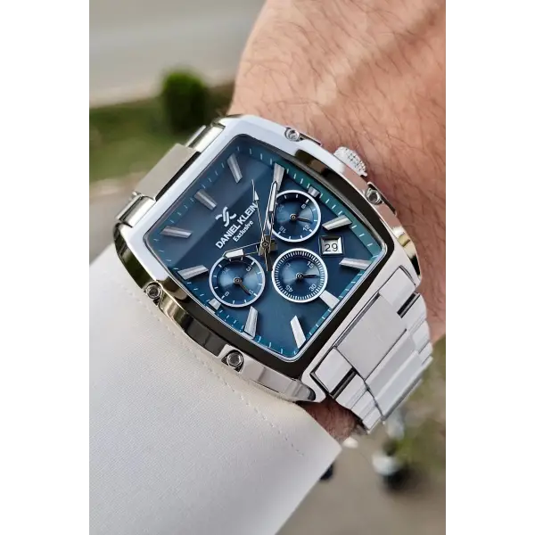 Daniel Klein DKISTE1293 Kadranı Lacivert Kordonu Gümüş Renk İç Göstergeleri Aktif Hediye Paketli Erkek Kol Saati