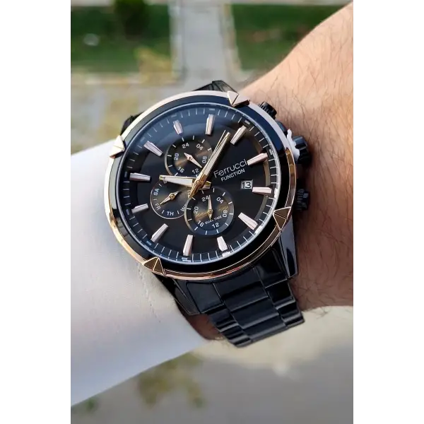 Ferrucci FCISTE297 Rose Siyah Renk İç Göstergeleri Aktif Hediye Paketli Erkek Kol Saati